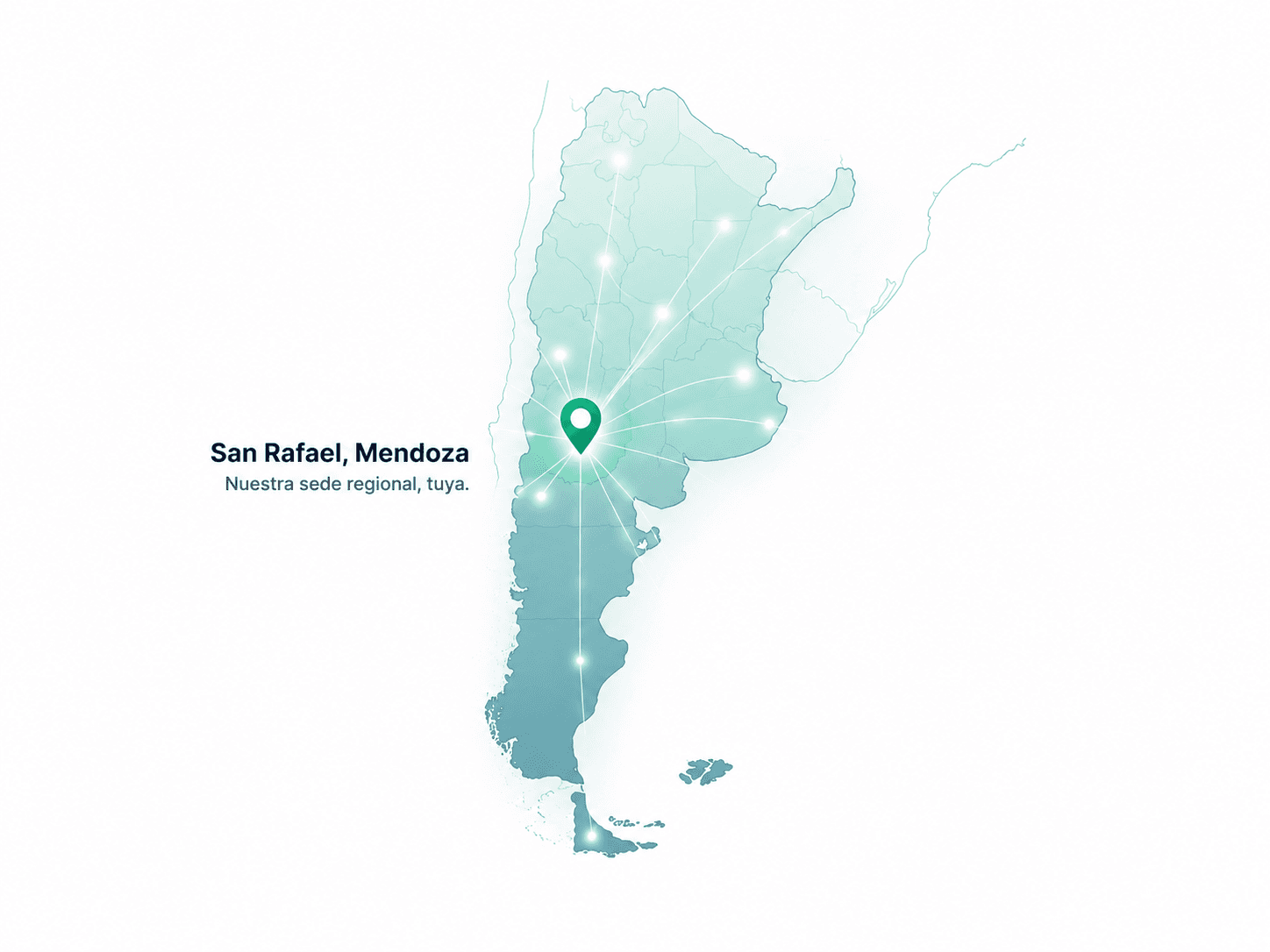 Mapa de Argentina con San Rafael, Mendoza señalado